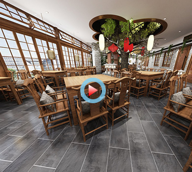 杭州复古式大食堂装修设计全景案例展示